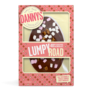 Lumpy Road Mighty Milk Chocolate Flat Easter Egg Bar 140g - DANNY'S CHOCOLATES