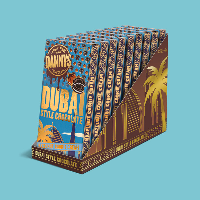 DANNY'S DUBAI STYLE CHOCOLATE SRP - HAZELNUT COOKIE CREAM 190g BAR - DANNY'S CHOCOLATES