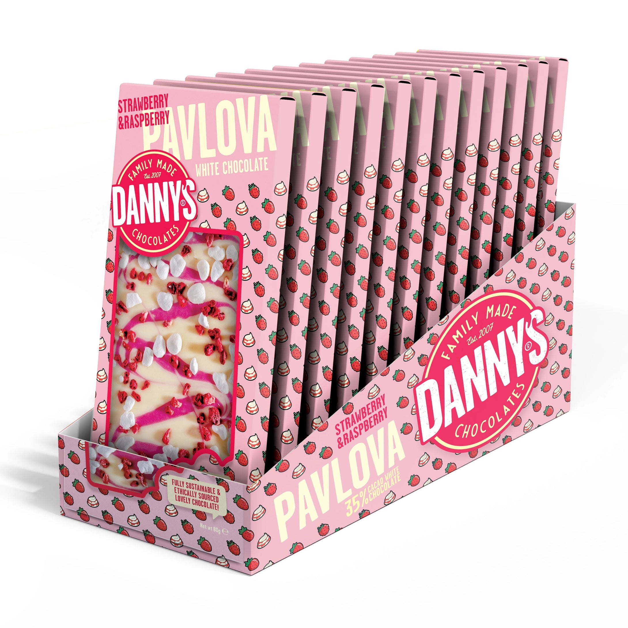 DANNY'S CHOCOLATES - Strawberry & Raspberry Pavlova SRP - DANNY'S CHOCOLATES