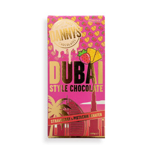 DANNY'S DUBAI STYLE CHOCOLATE - STRAWBERRY & PISTACHIO KNAFEH 190g BAR (Pre Order now and Shipping from the 1st of October) - DANNY'S CHOCOLATES