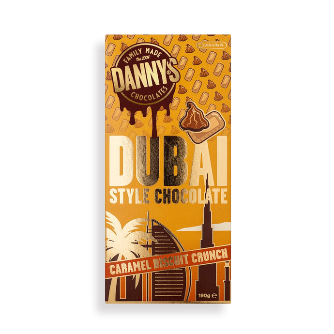 DANNY'S DUBAI STYLE CHOCOLATE - CARAMEL BISCUIT CRUNCH 190g - DANNY'S CHOCOLATES