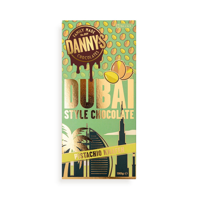 DANNY'S DUBAI STYLE CHOCOLATE - PISTACHIO KNAFEH 190g - DANNY'S CHOCOLATES