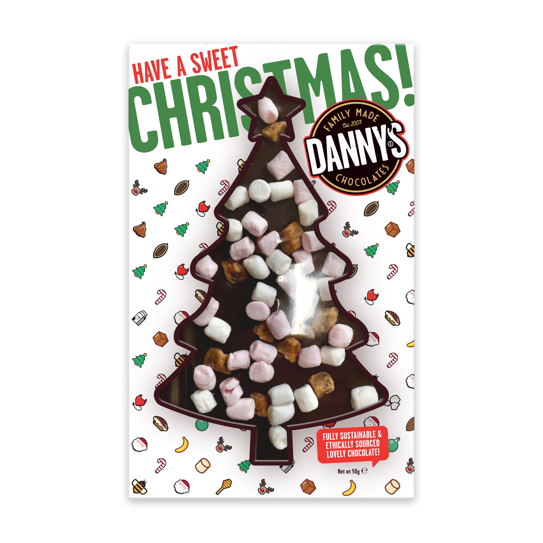 DANNY'S CHOCOLATES - Christmas Lumpy Road/Snowflake Tree Bar 1 x 50g - DANNY'S CHOCOLATES